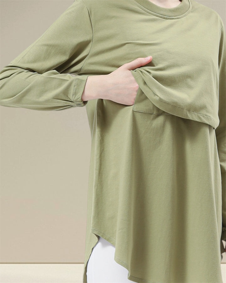 Nursing Top SAFA in Olive Green – a stylish and comfortable nursing top perfect for everyday wear.