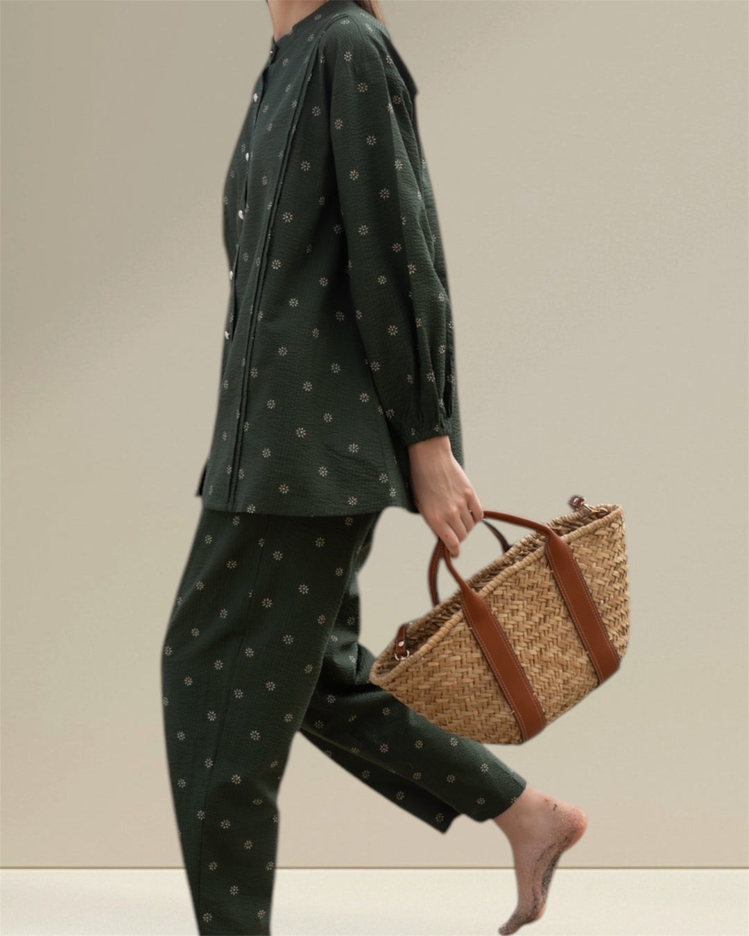 Khadijah Nursing Top and Maternity Co-ord Set in a beautiful green shade, designed for modern moms seeking modesty and comfort. This two-piece set includes a matching nursing top and bottom, featuring easy breastfeeding access for ultimate convenience whether at home or out. 