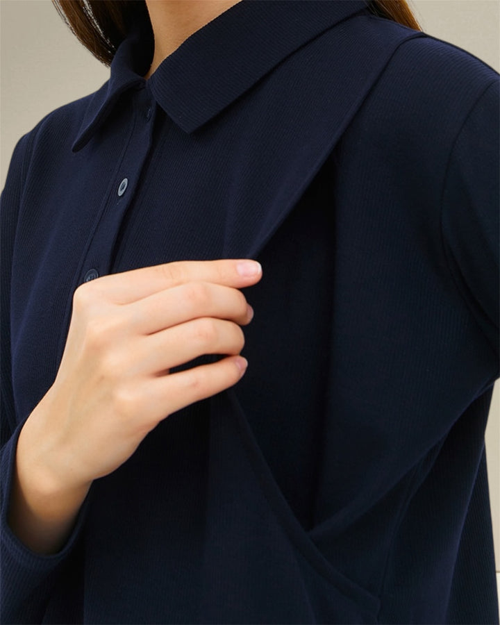 Discover the Huda Nursing Dress, expertly crafted from 94% polyester and 6% spandex. This fabric is soft and elastic, providing comfort throughout the day. With its practical button closures and vertical openings designed for breastfeeding, mothers can enjoy easy access while looking great. The Huda Nursing Dress is a versatile piece suitable for both pregnancy and breastfeeding.