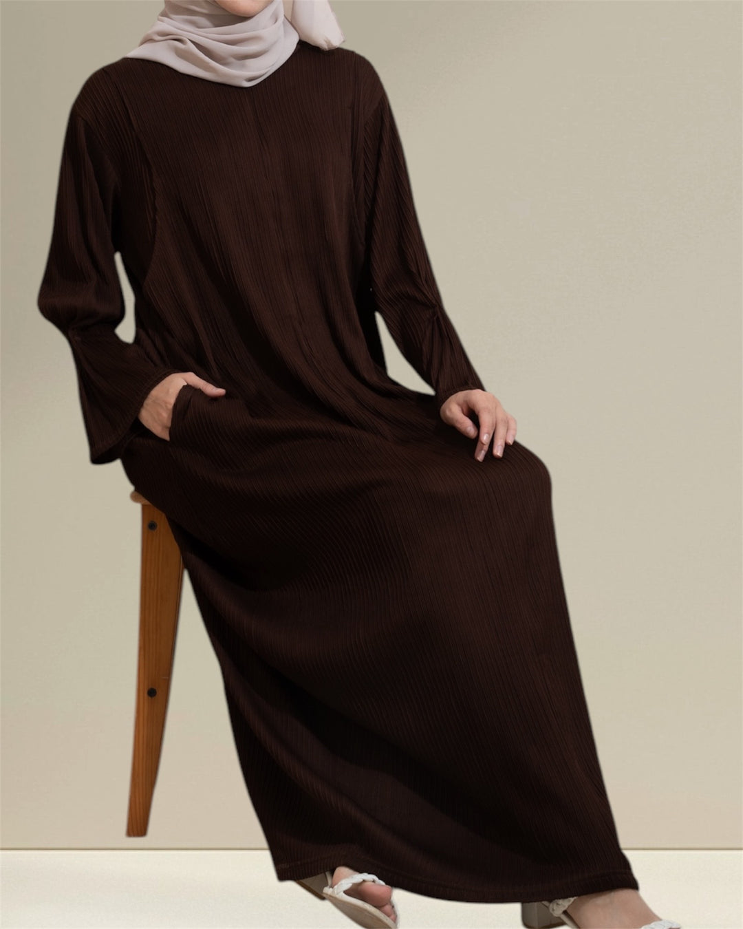 Nursing Abaya | Stylish Brown Dress for Easy Breastfeeding Access - UMMI Collection