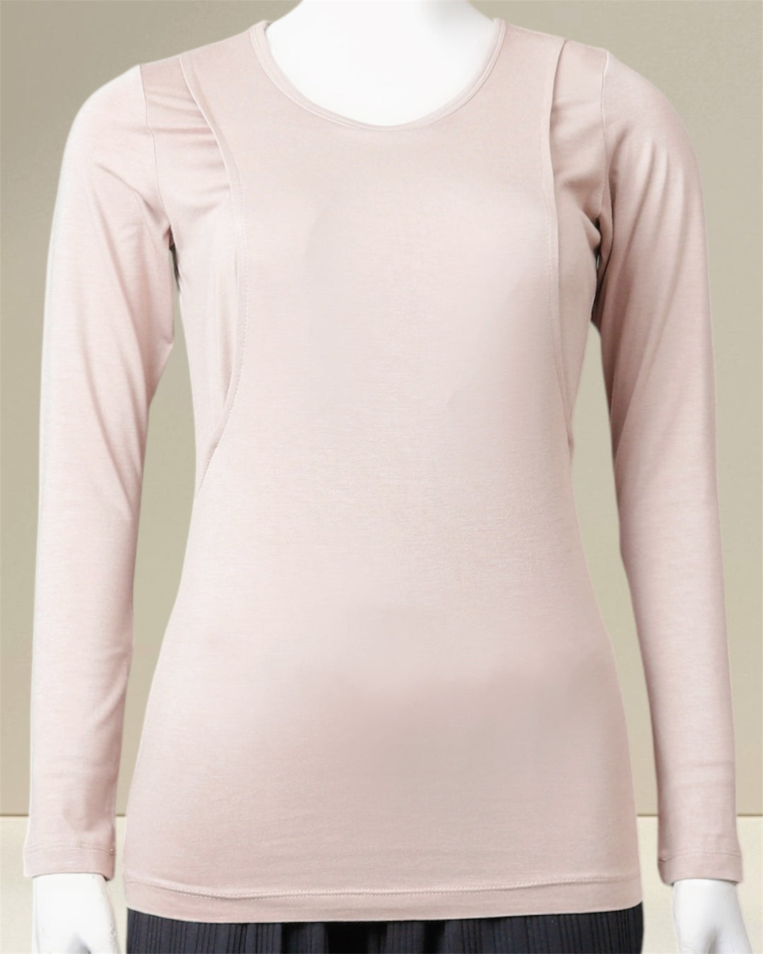 Asma Nursing Top in light pink, designed for nursing moms who prioritize comfort, modesty, and timeless style. Featuring easy breastfeeding access for discreet nursing at home or on the go, this modest nursing top offers full coverage and a flattering silhouette.